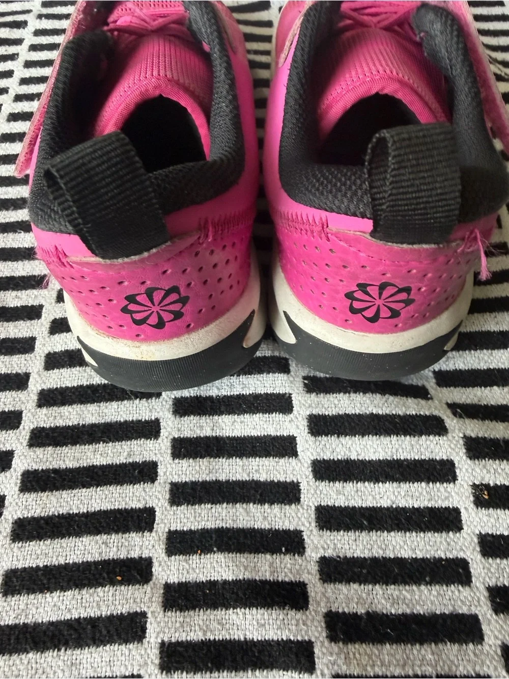 Nike Kids Pink and Black Velcro Athletic Sneakers